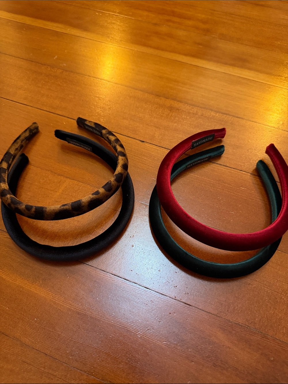 Padded Satin Headband Set - Black, Burgundy, Leopard